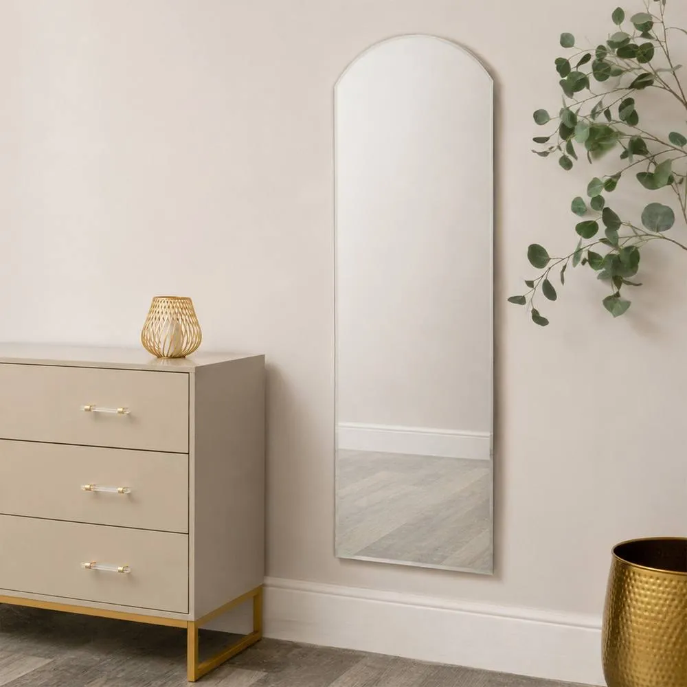 Melody Maison Large Full Length Gold Frameless Arched Mirror - 47cm X 142cm