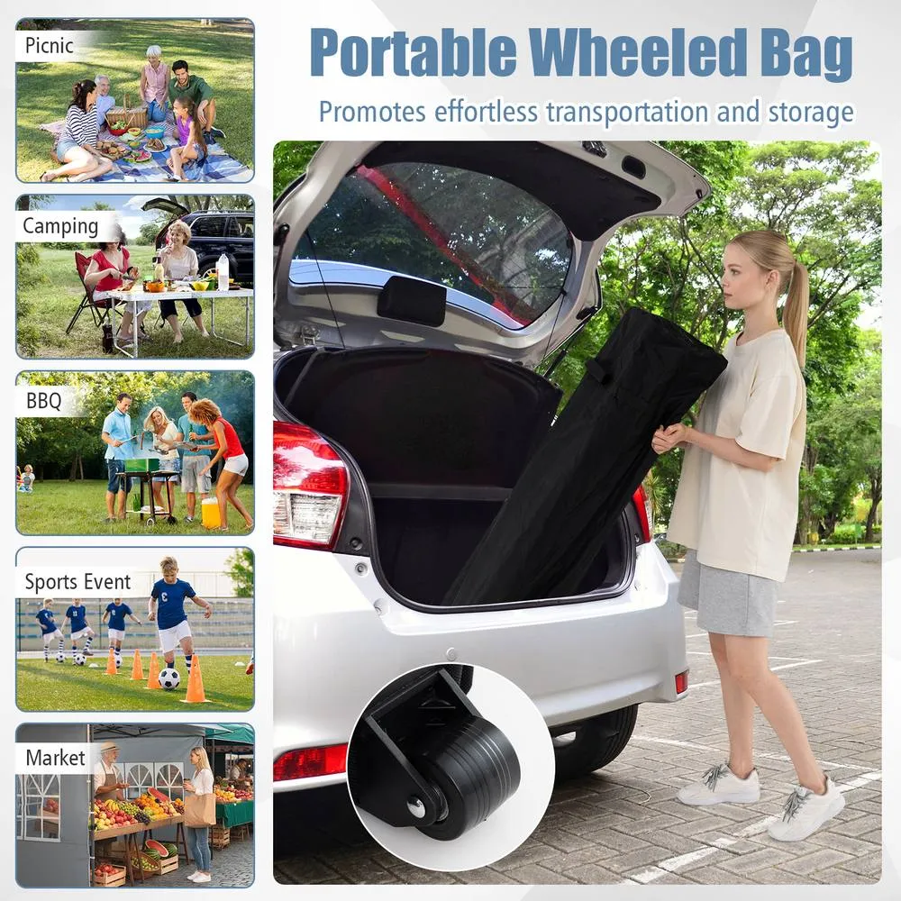 Costway 10 x 10 Pop Up Canopy Tent with Wheeled Bag & 4 Sandbags in Grey 5