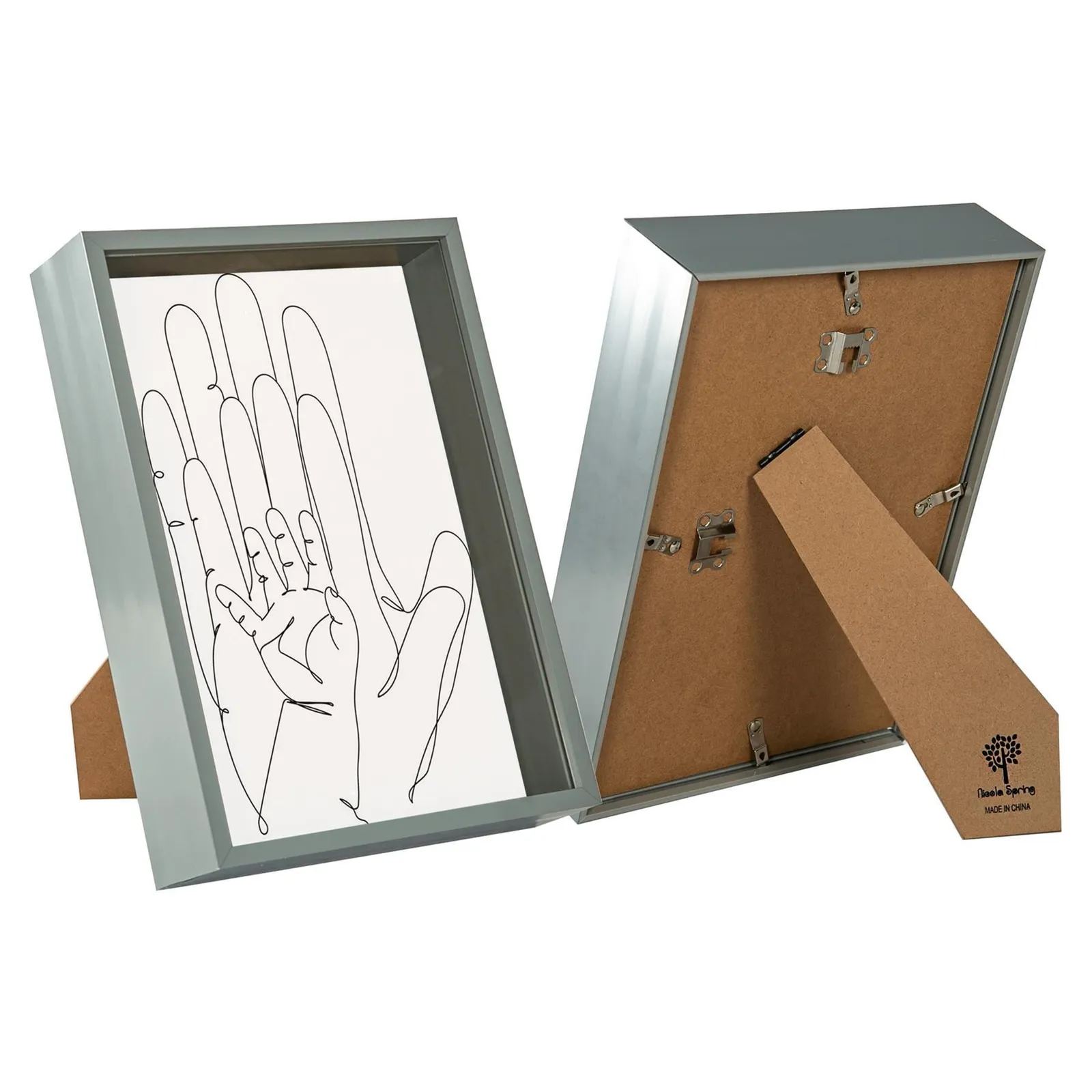 Nicola Spring Deep Box Photo Frame - A4 (8 x 12") - Pack of 2 in Grey
