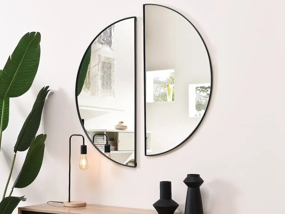 Vente-unique Semi-Circle Designer Metal Mirror - L50 X H100 Cm - Black - GAVRA 5