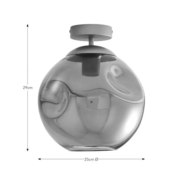 Alexis Smoked Flush Ceiling Light 5