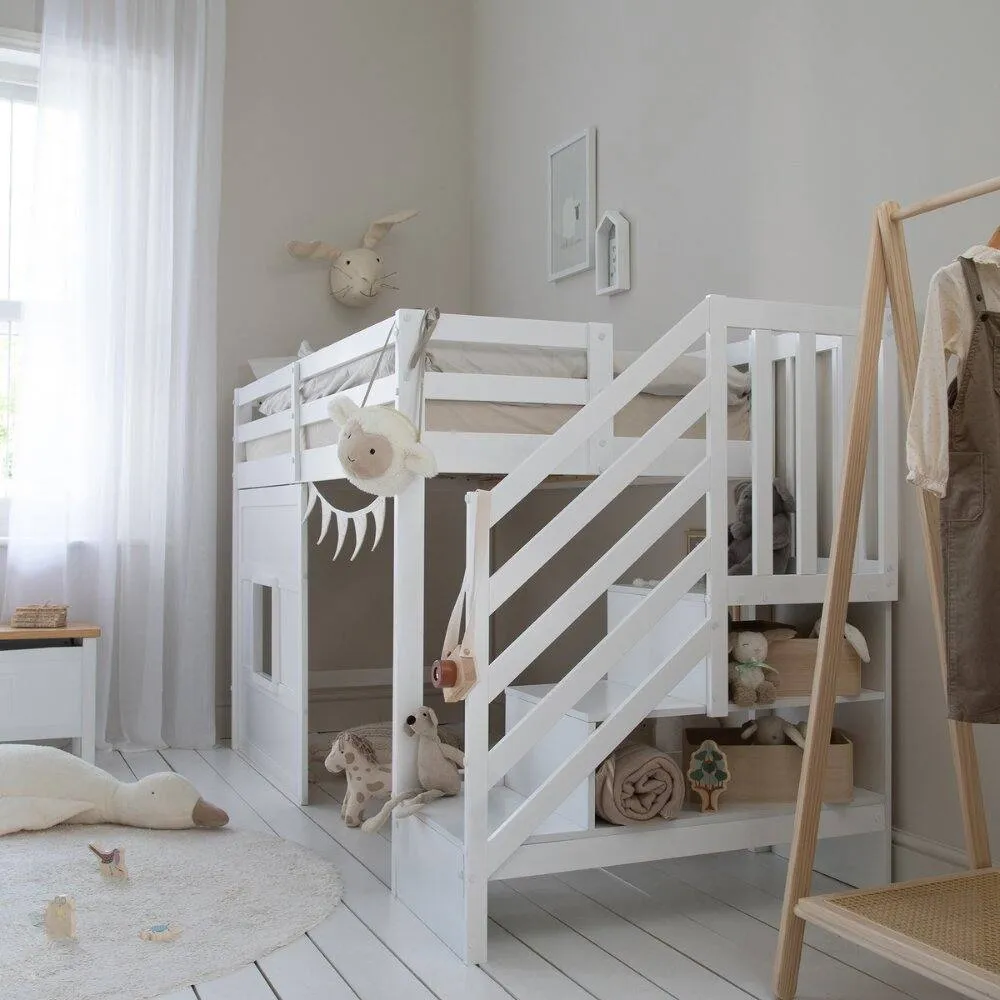Nöa and Nani Kasja Staircase Midsleeper Cabin Bed with Window in White 3