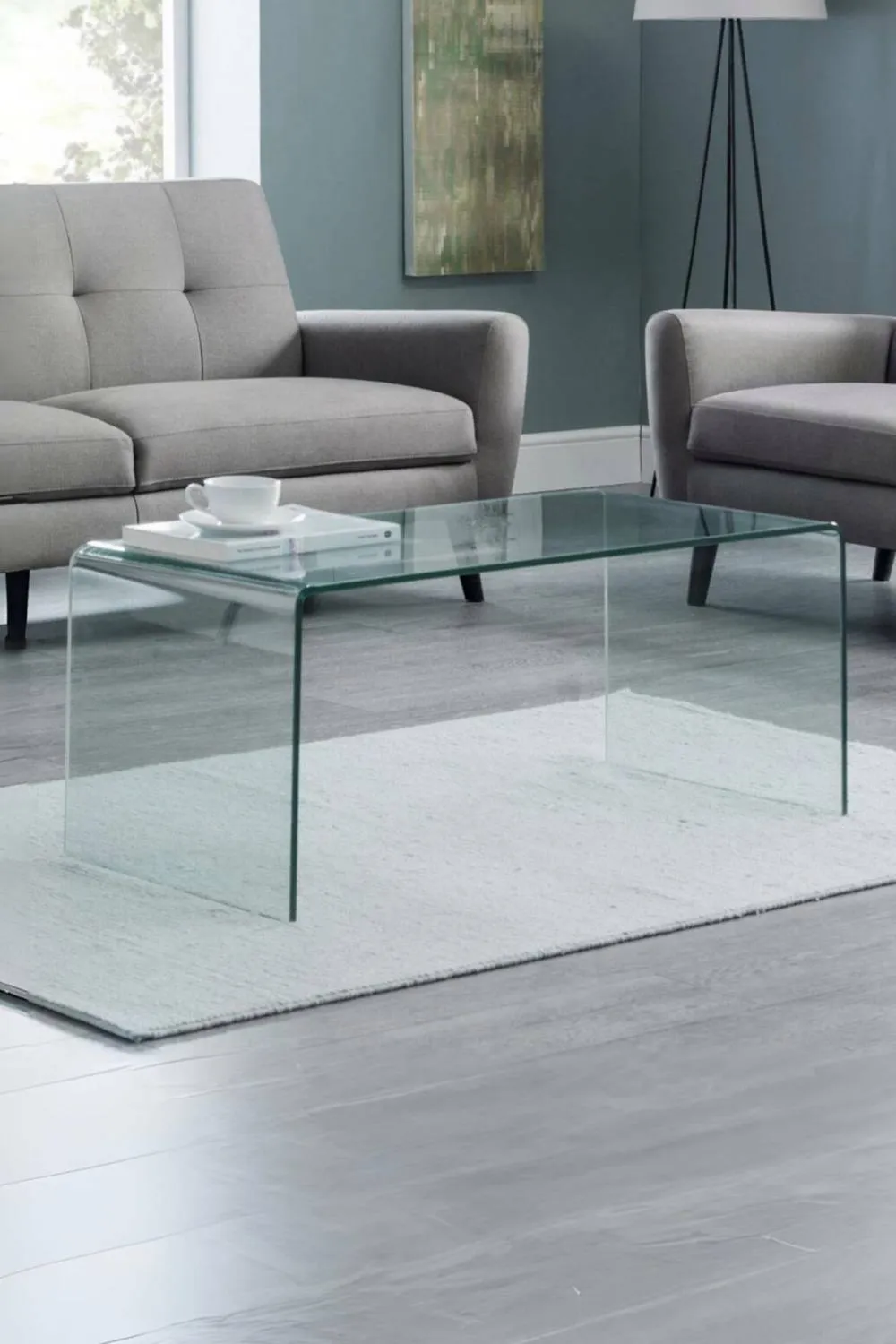 Julian Bowen Amalfi Rectangular Bent Glass Coffee Table in Clear