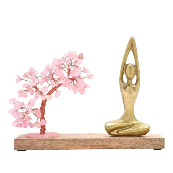 Serenity Rose Quartz Gemstone Tree and Yoga Ornament 2