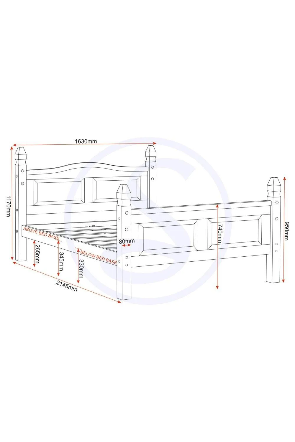 Seconique Corona 5' King Bed High Foot End in Natural 6