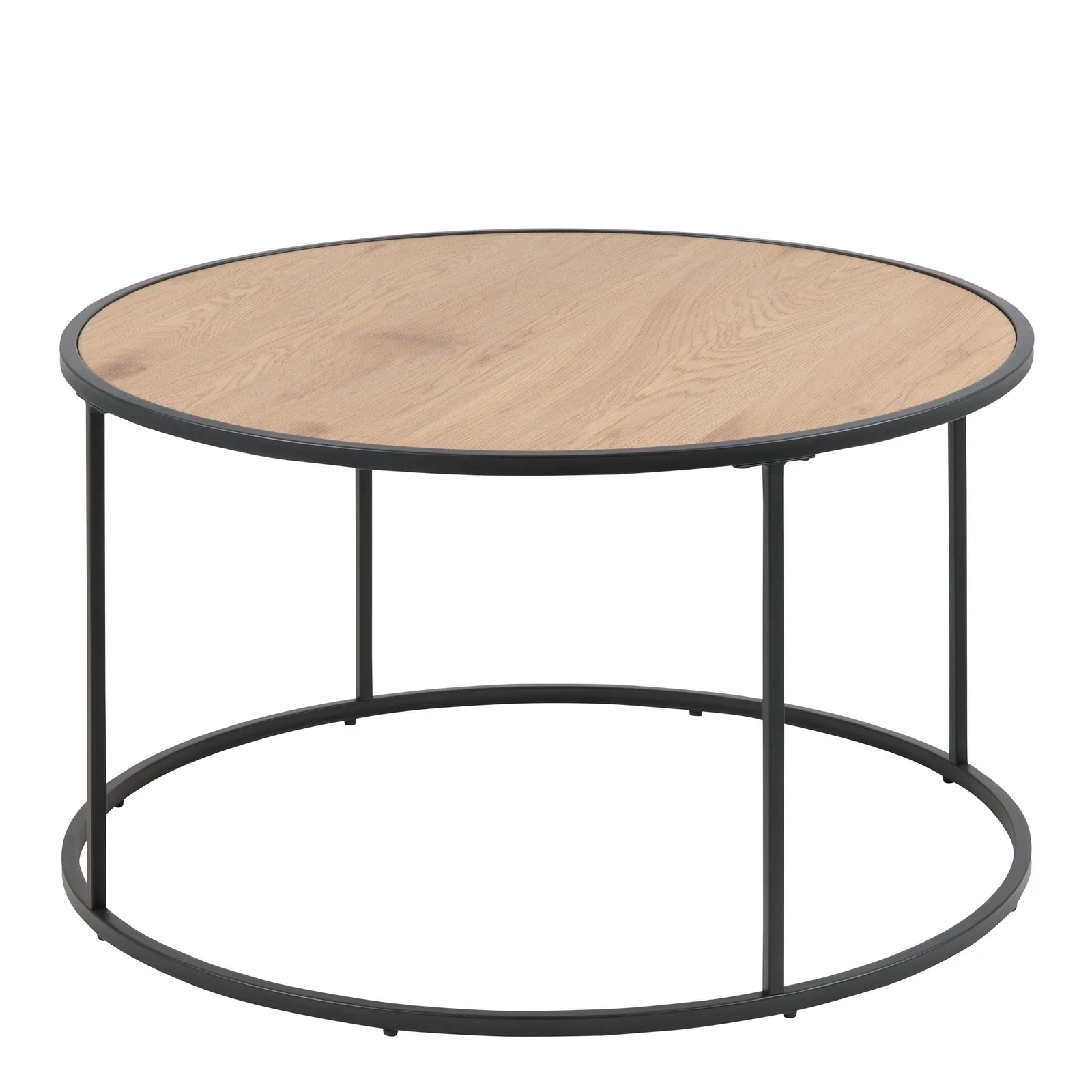 Furniture To Go Seaford Black Metal Round Coffee Table with Oak Top 2