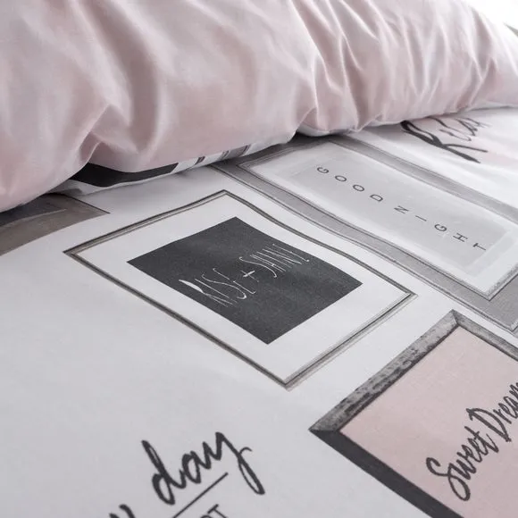 Catherine Lansfield Blush Sleep Dreams Duvet Cover and Pillowcase Set 3