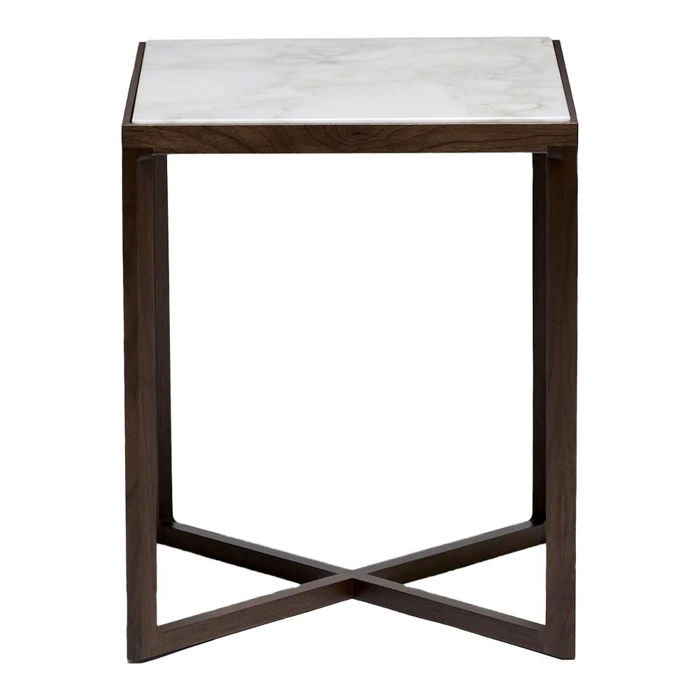 Knoll Krusin Side Table in Arabescato and Walnut Stained Oak 2