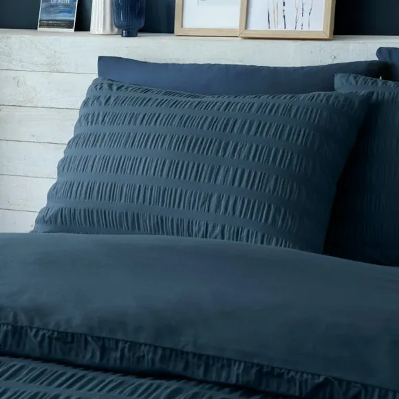 Aria Seersucker 100% Cotton Duvet Cover & Pillowcase Set 2