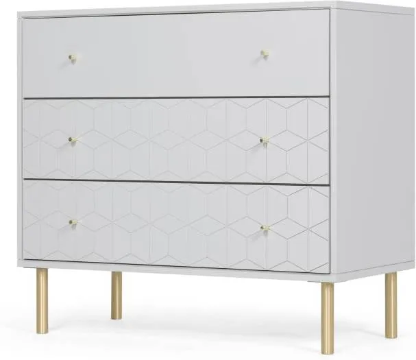 Hedra Chest of Drawers, Grey and Brass