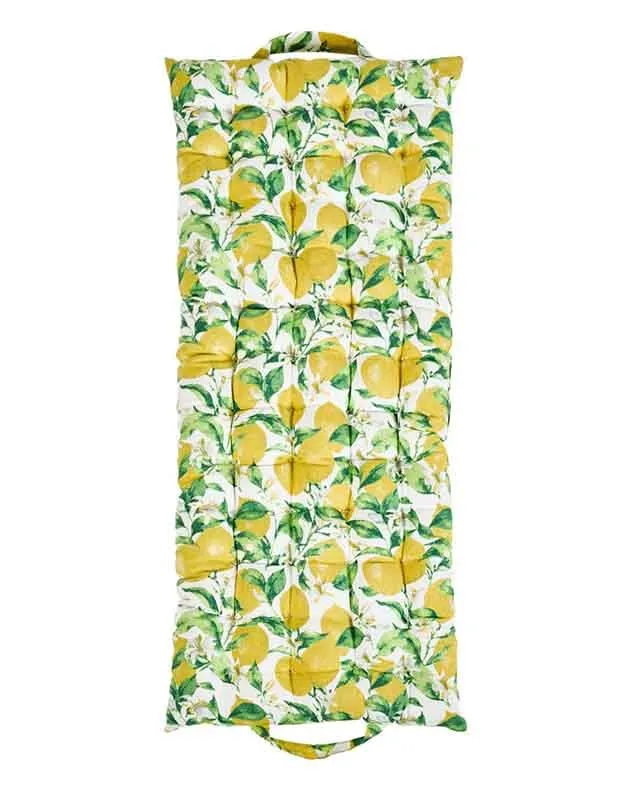 Dibor Traditional Lemon Patterned Bench Mattress Summer Outdoor Garden Bench Cushion L100cm x W45cm in Yellow 2