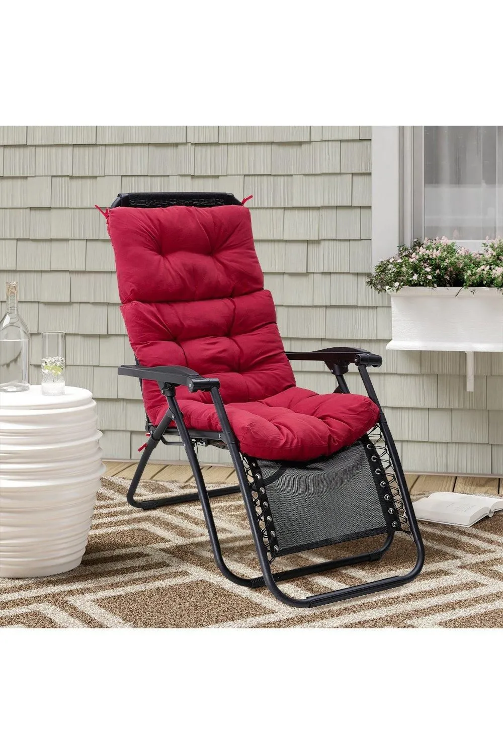 Garden Sanctuary 130cm W x 55cm D Red High Back Tri-Fold Adirondack Patio Chair Cushion