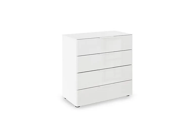Haven 80cm 4 Drawer Chest with Glass Top and Front - Alpine White