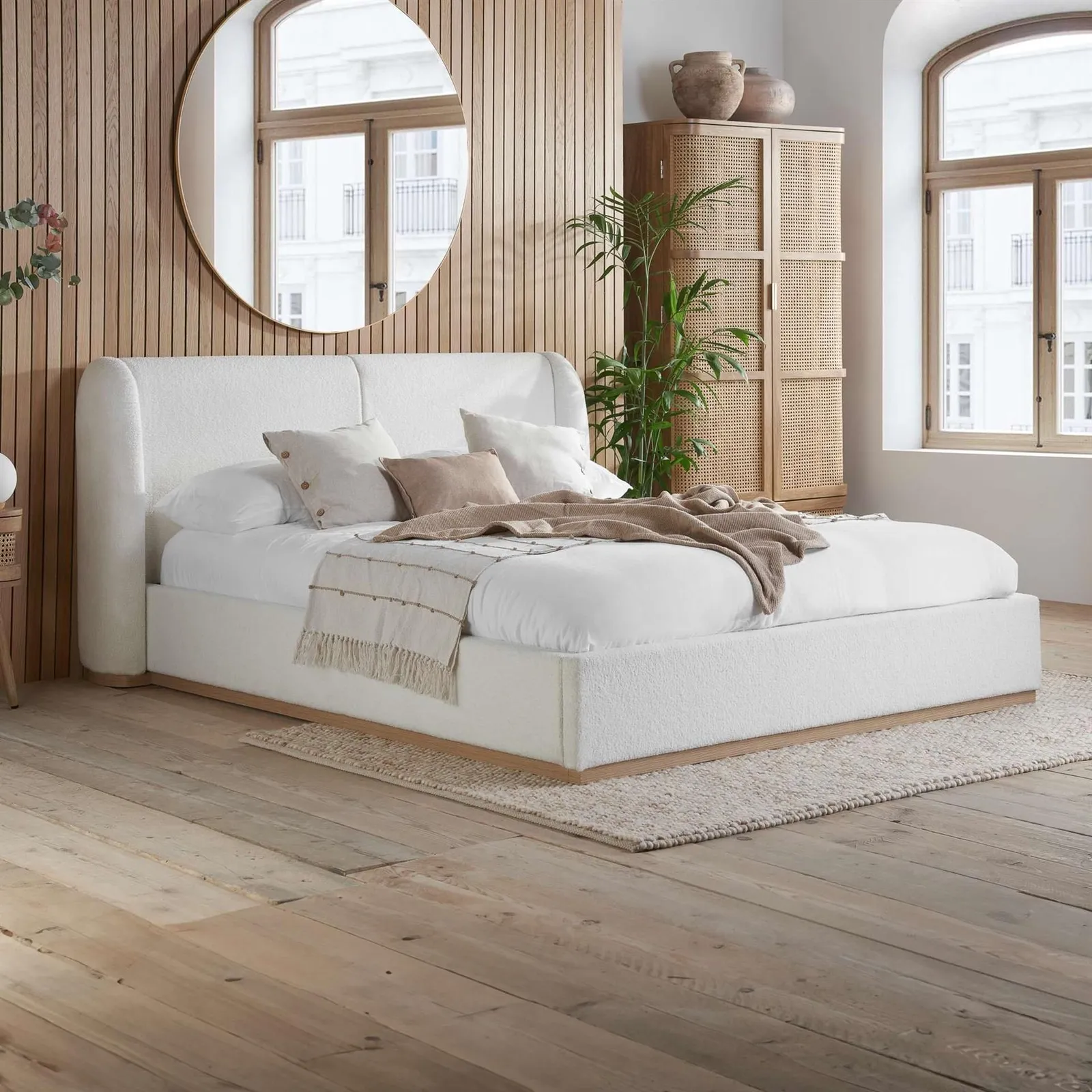 Birlea King Size Bed Frame White Boucle Eve Fabric 5FT 150cm