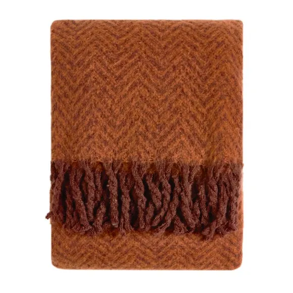 Furn Tweedie Brushed Herringbone Throw Cinnamon 130 X 180Cm, Brown 3