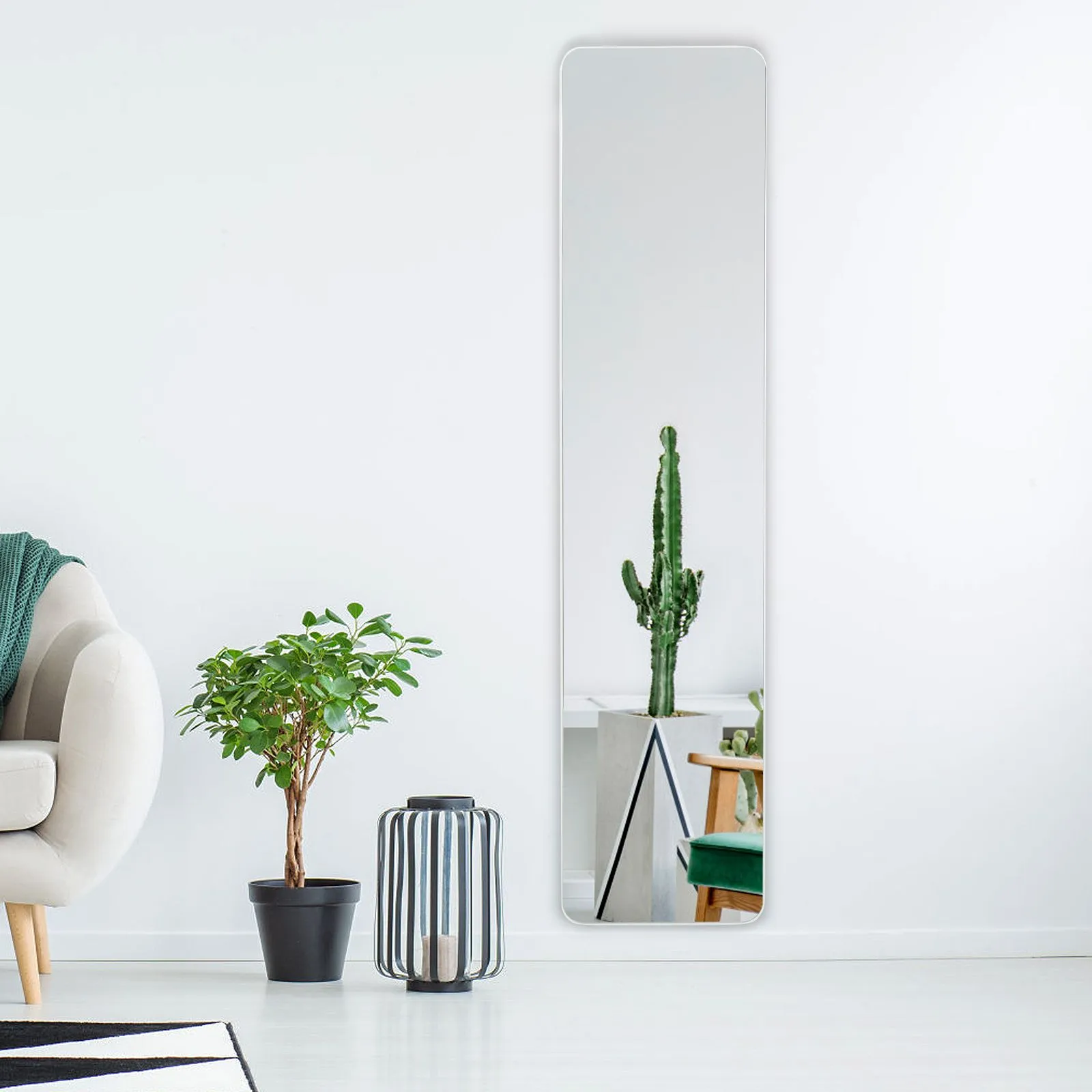 Costway Full Length Dressing Mirror Full Body Mirror Freestanding Wall Mounted in White 5