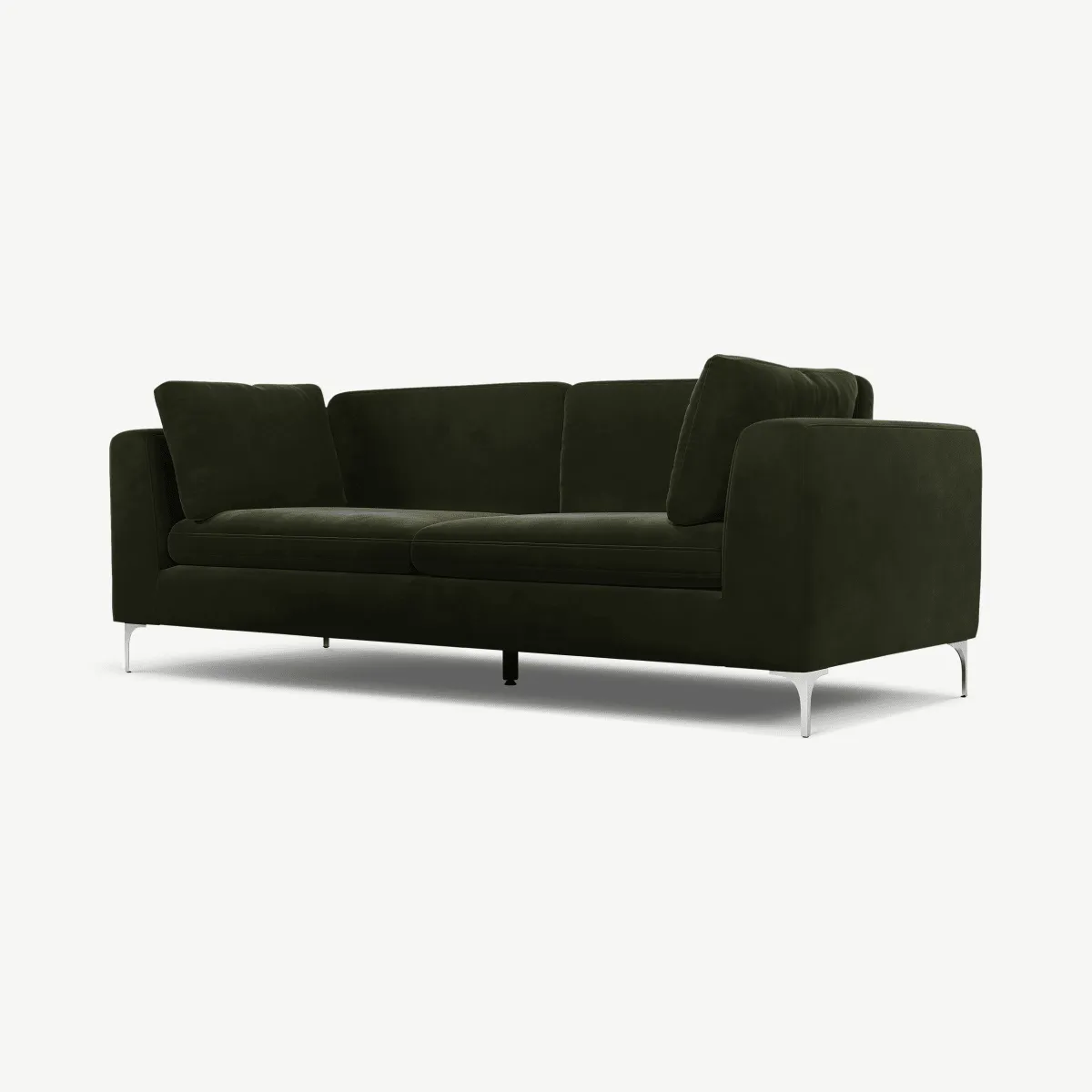 Monterosso 3 Seater Sofa, Dark Olive Velvet with Chrome Leg