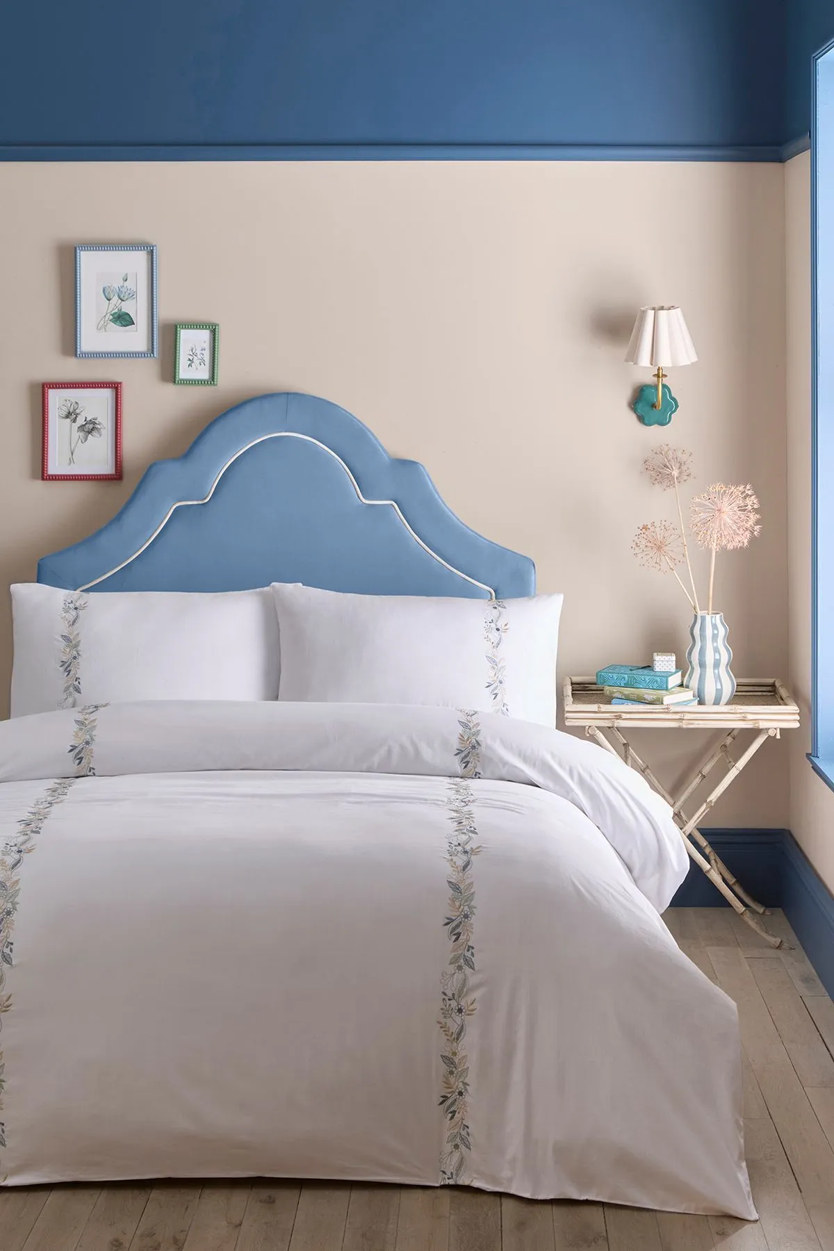 Appletree 'Julianna Embroidery' 100% Cotton Embroidered Floral Duvet Cover Set in White