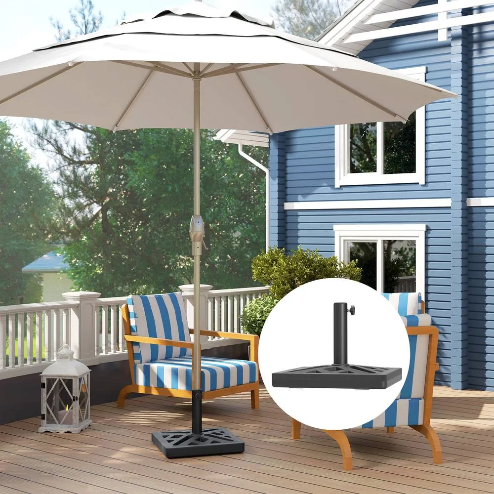 OUTSUNNY Parasol Base 15kg Garden Umbrella Stand with Cut-Out Design, Black