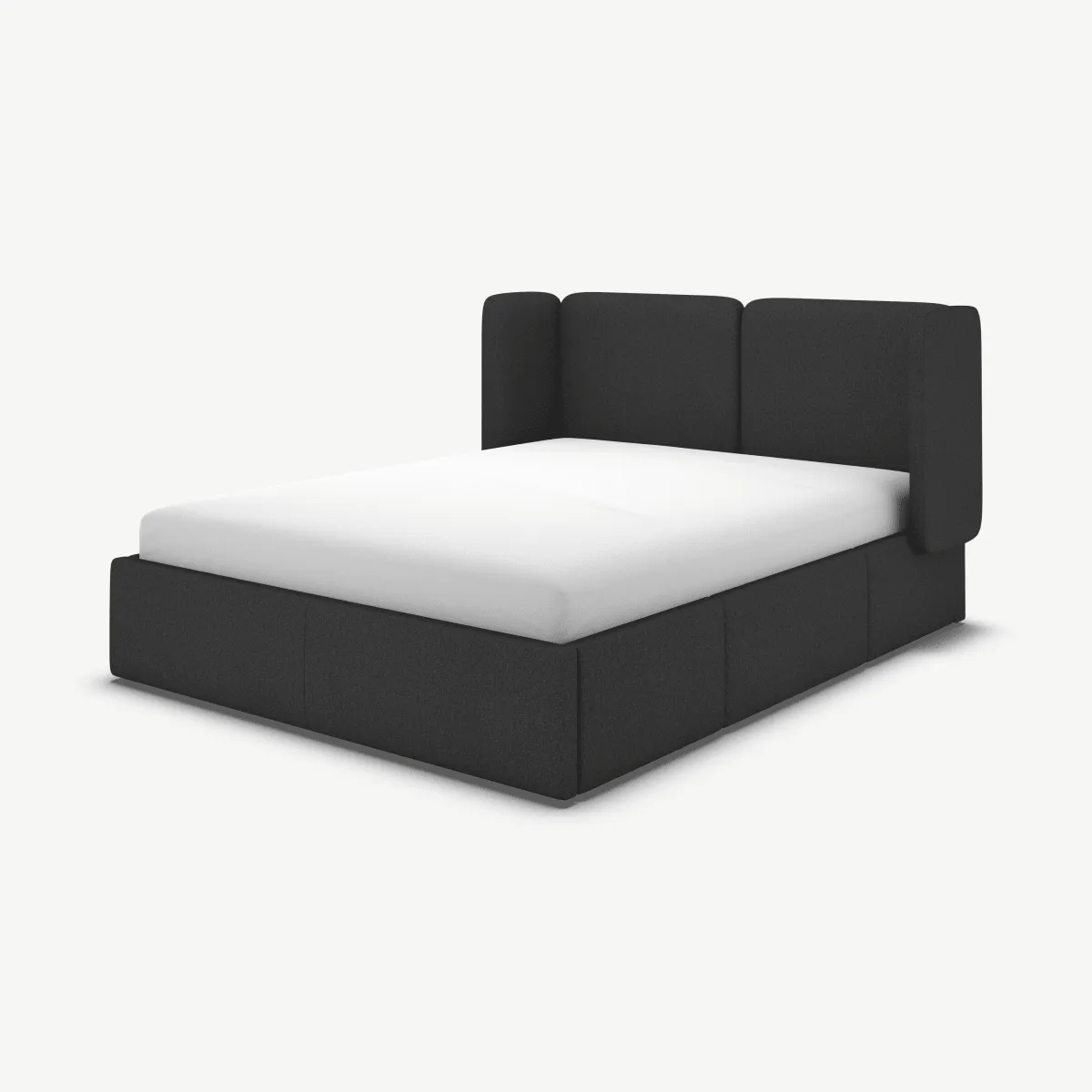 Romola King Size Bed with Storage Drawers, Etna Grey Wool