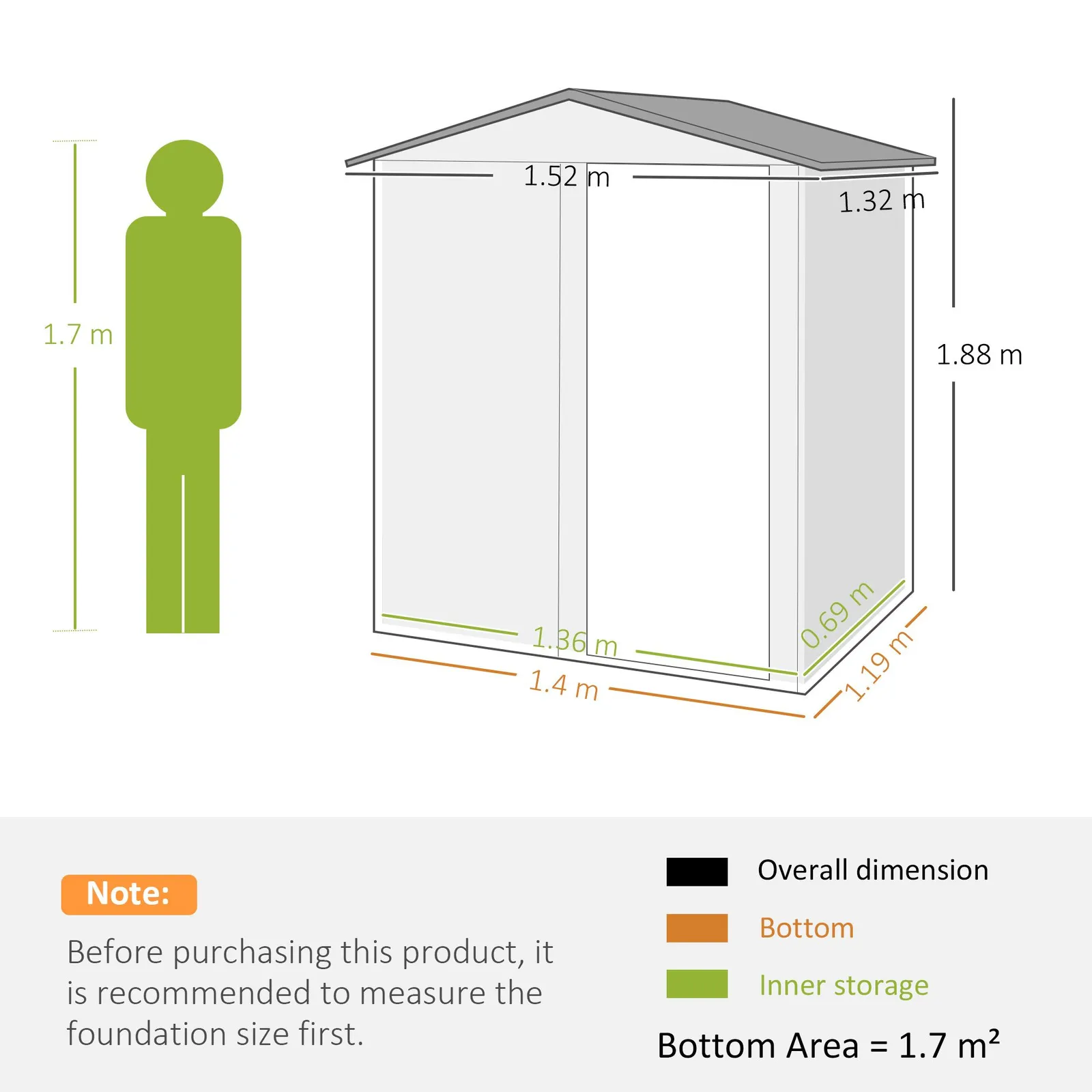 OUTSUNNY 5ft x 4.3ft Outdoor Metal Storage Shed with Sliding Door Sloped Roof in Grey 3