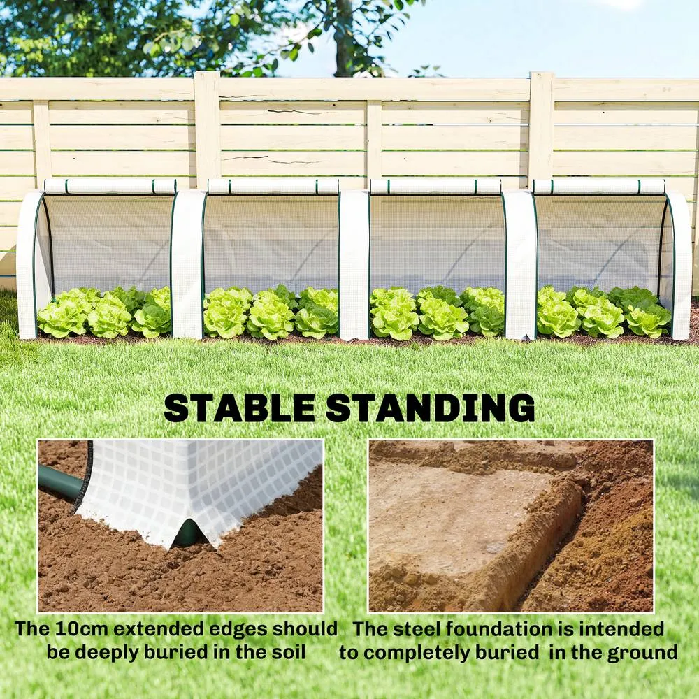 OUTSUNNY Tunnel Greenhouse Steel Frame for Garden w/ Zipper Doors in White 5