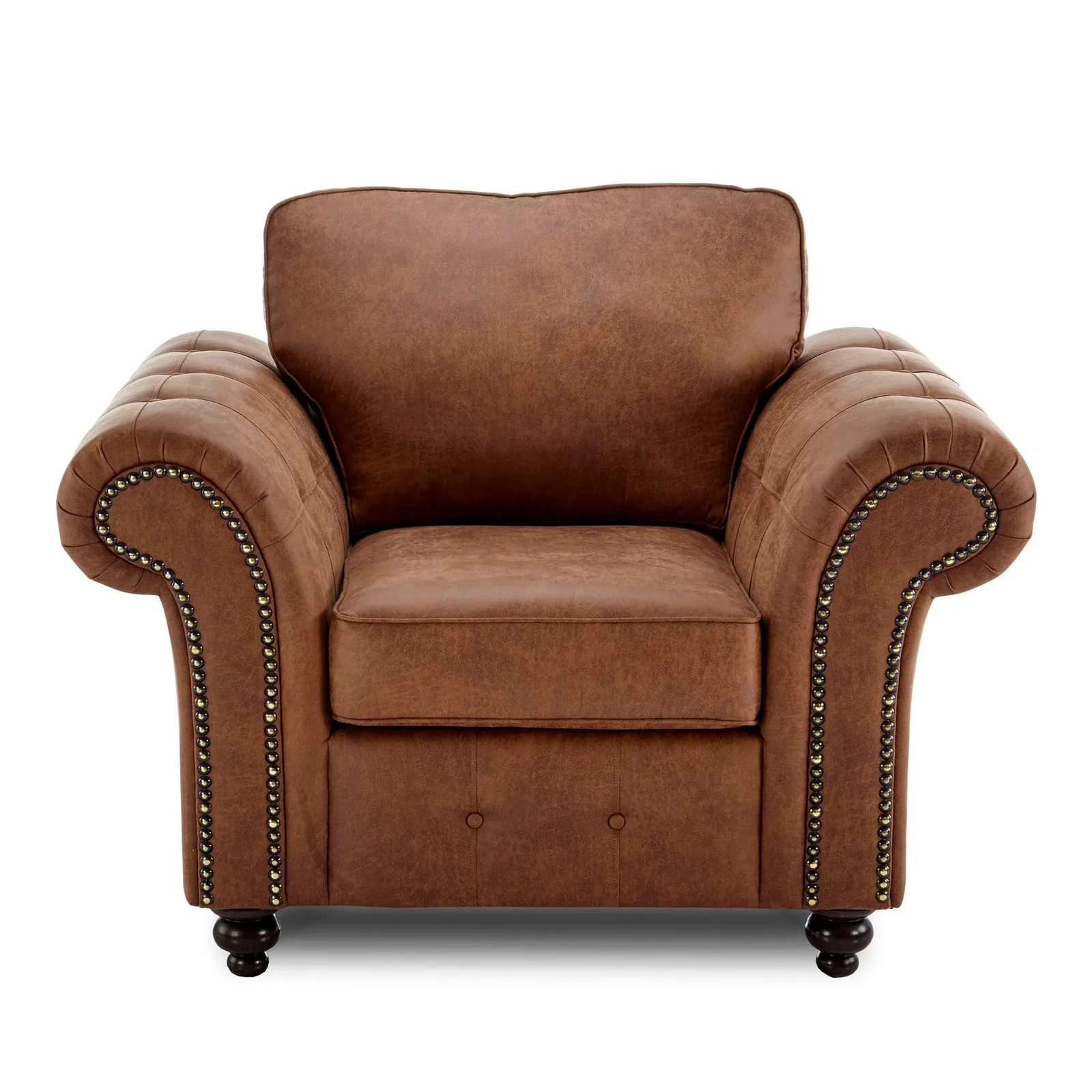 Oakland Faux Leather Armchair Brown