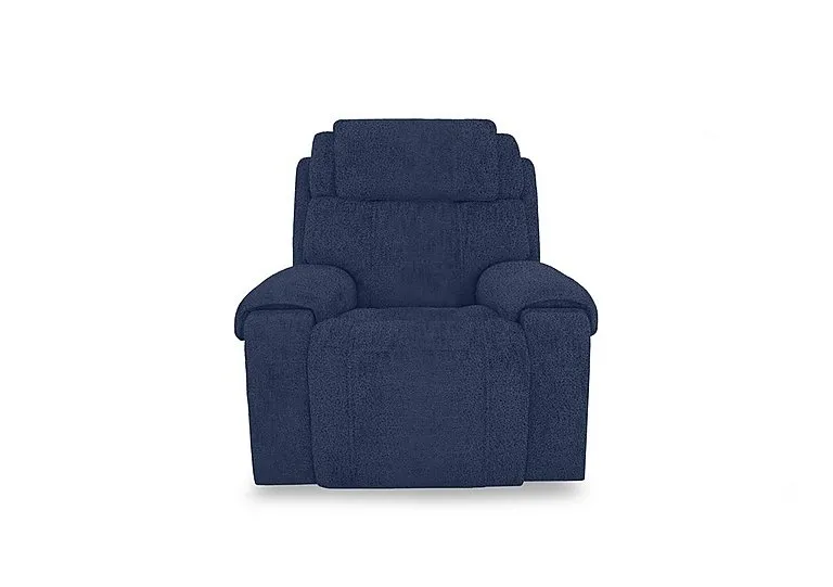 Hollywood Fabric Power Recliner Chair with Power Headrest and Storage Arms - Blue