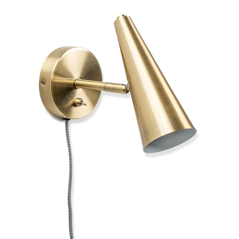 ValueLights Plug In Brushed Antique Brass Cone Wall Light in Bronze 2