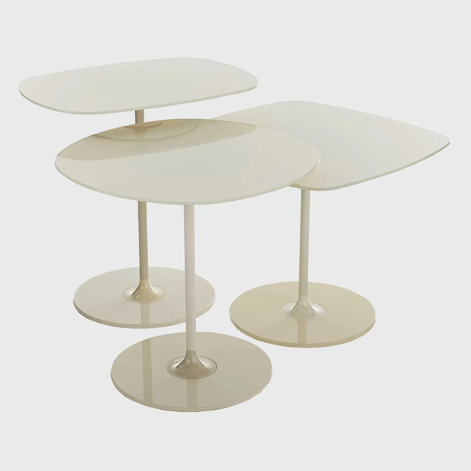 Kartell Thierry Set 3 Side Tables H40+H45+H50 White Glass | Barker & Stonehouse 4