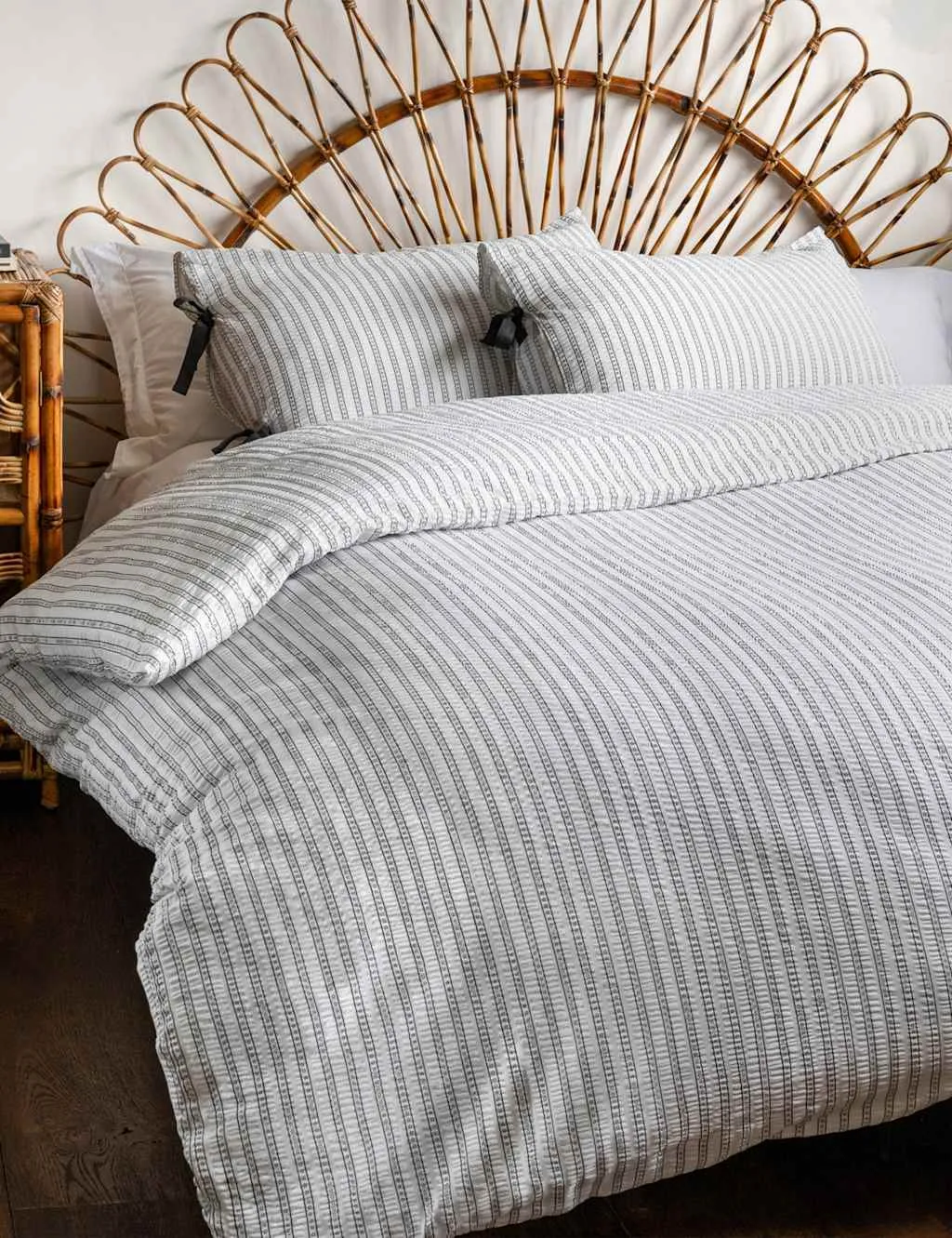 Rockett St George Pure Cotton Star Struck Stripe Duvet Set White Mix