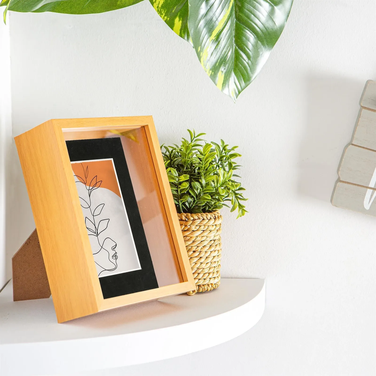 Nicola Spring 3D Deep Box Photo Frames - 5 x 7" with 4 x 6" Mount - Light Wood - Pack of 2 in Black 5