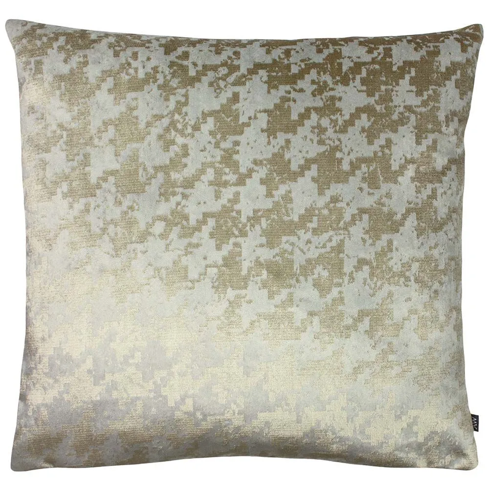 Ashley Wilde Nevado Velvet Houndstooth Cushion in Light Sand