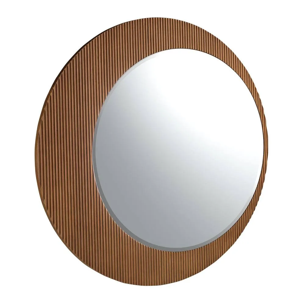 Angel Cerda Round Walnut Wall Mirror, 110 cm in Brown