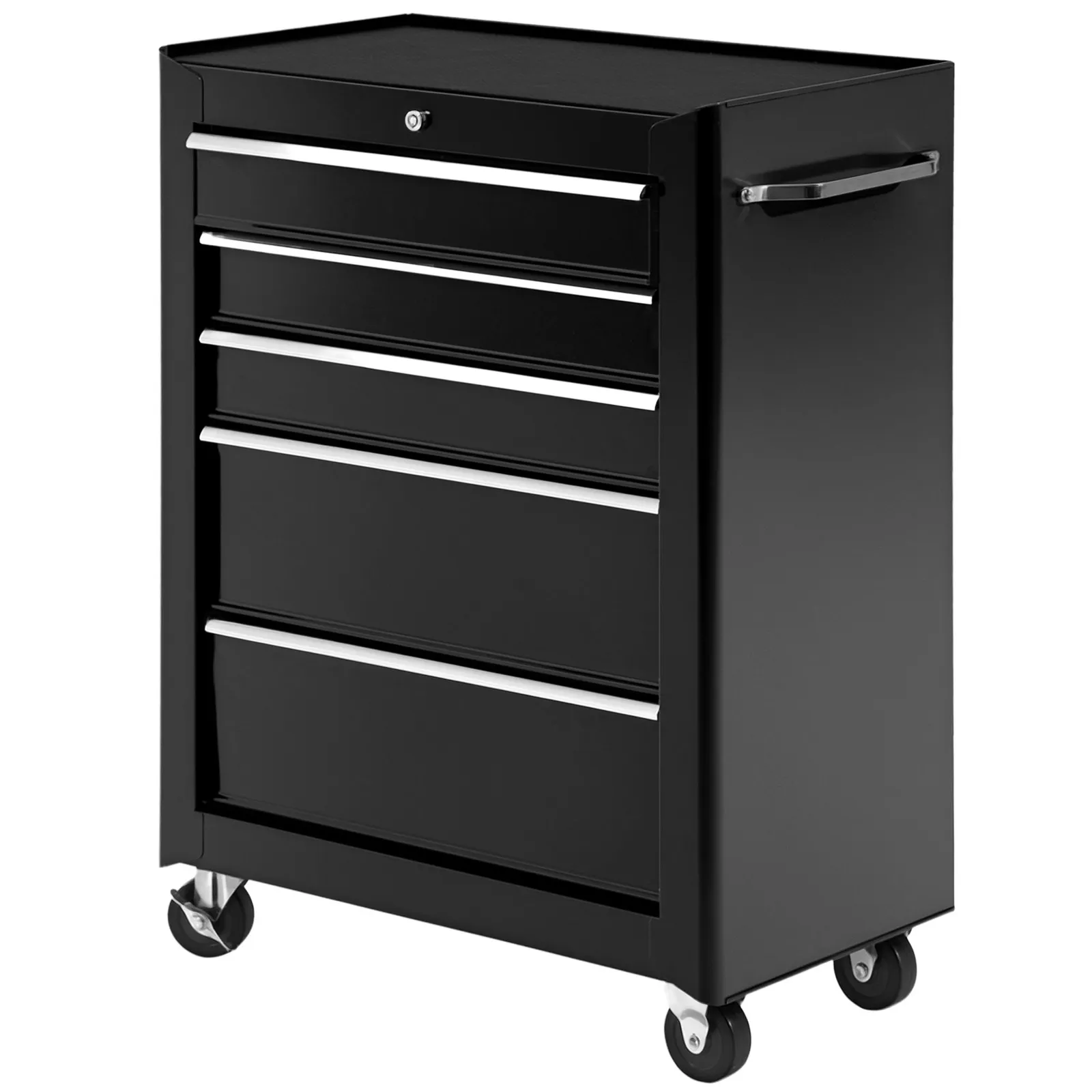 HOMCOM 5-Drawer Lockable Steel Tool Storage Cabinet Wheels Handle 2 Keys in Black 2
