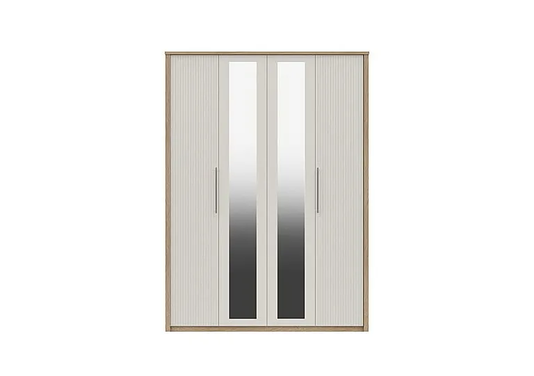 Chelsea 4 Door Tall Wardrobe with 2 Mirror Doors and Silver Handles