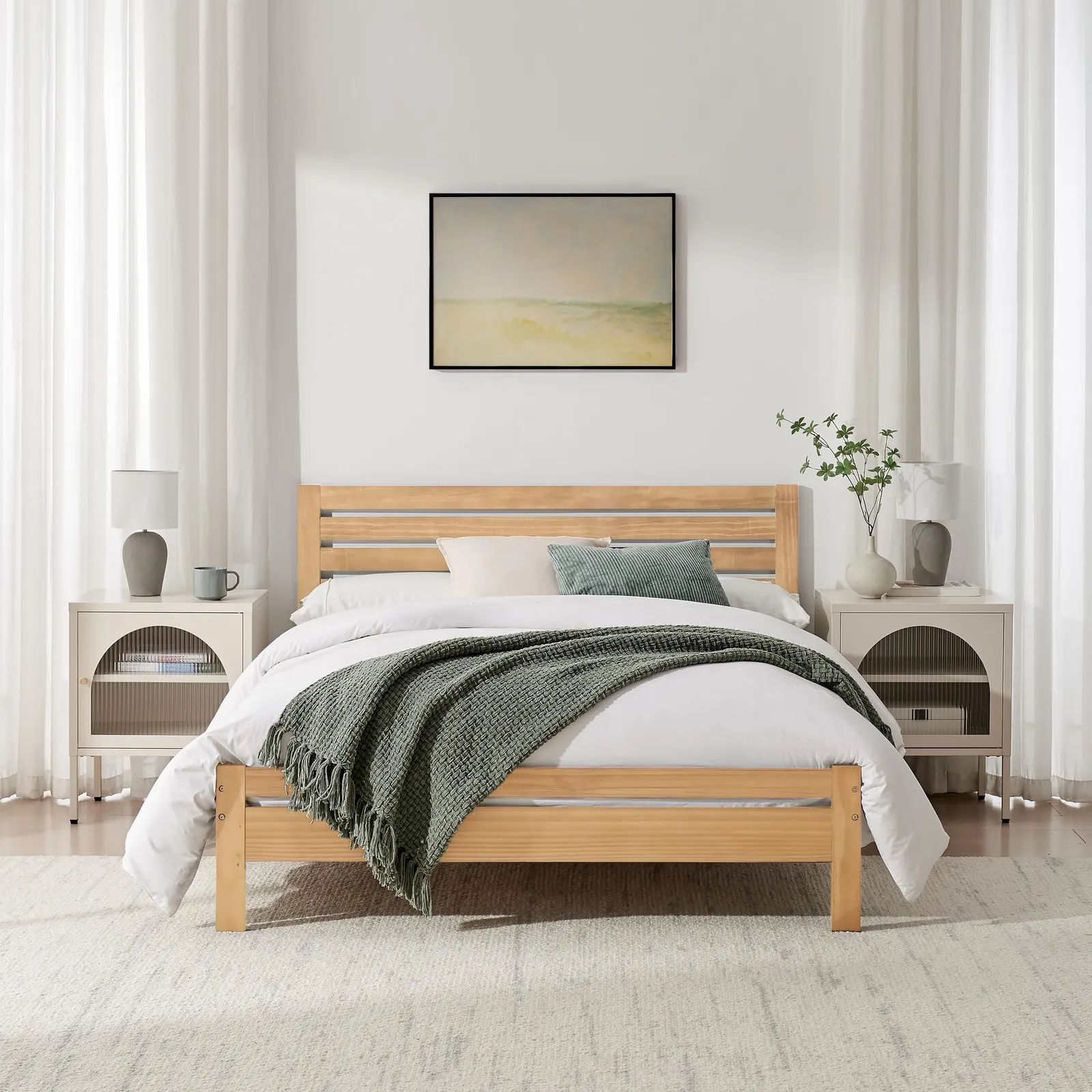 FurnitureboxUK Declan Solid Pine Double Bed Frame in Light Oak 2