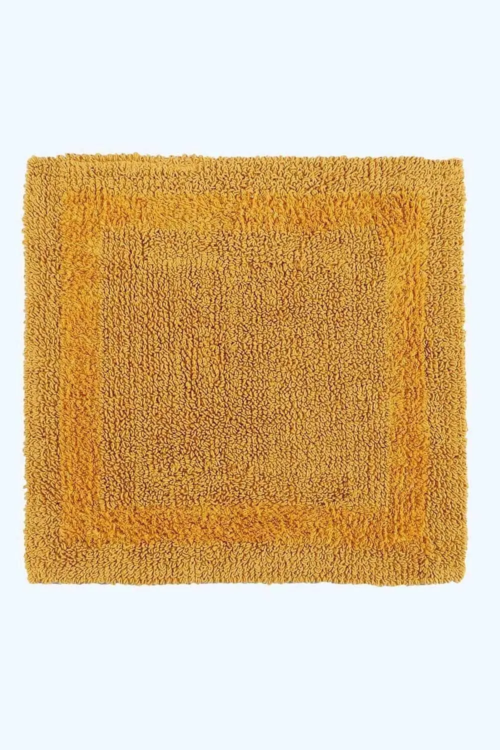 Homescapes Luxury Square Bath Mat 1600GSM 100% Cotton Reversible Shower Mat, 50cm in Mustard