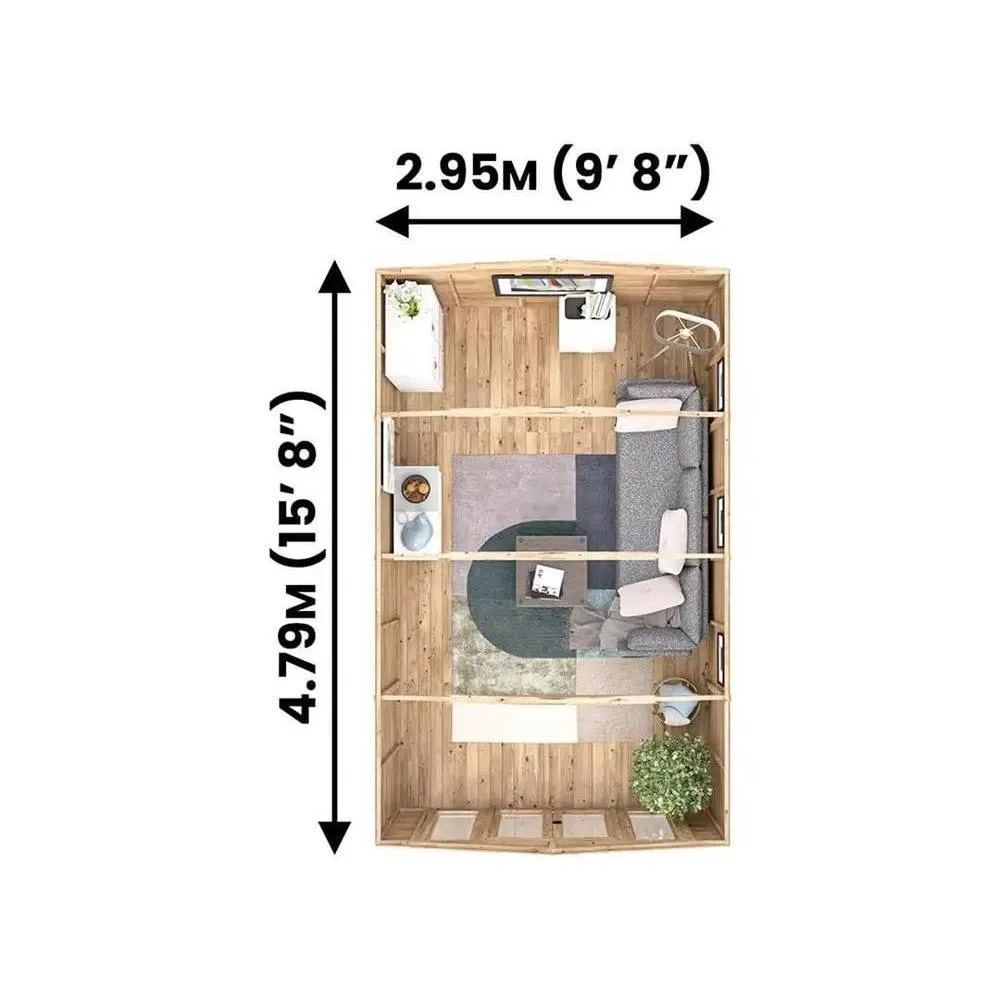 Dunster House Summerhouse 3m x 4.8m (10' x 16') Apex Roof, RagePanda Modular in Brown 3