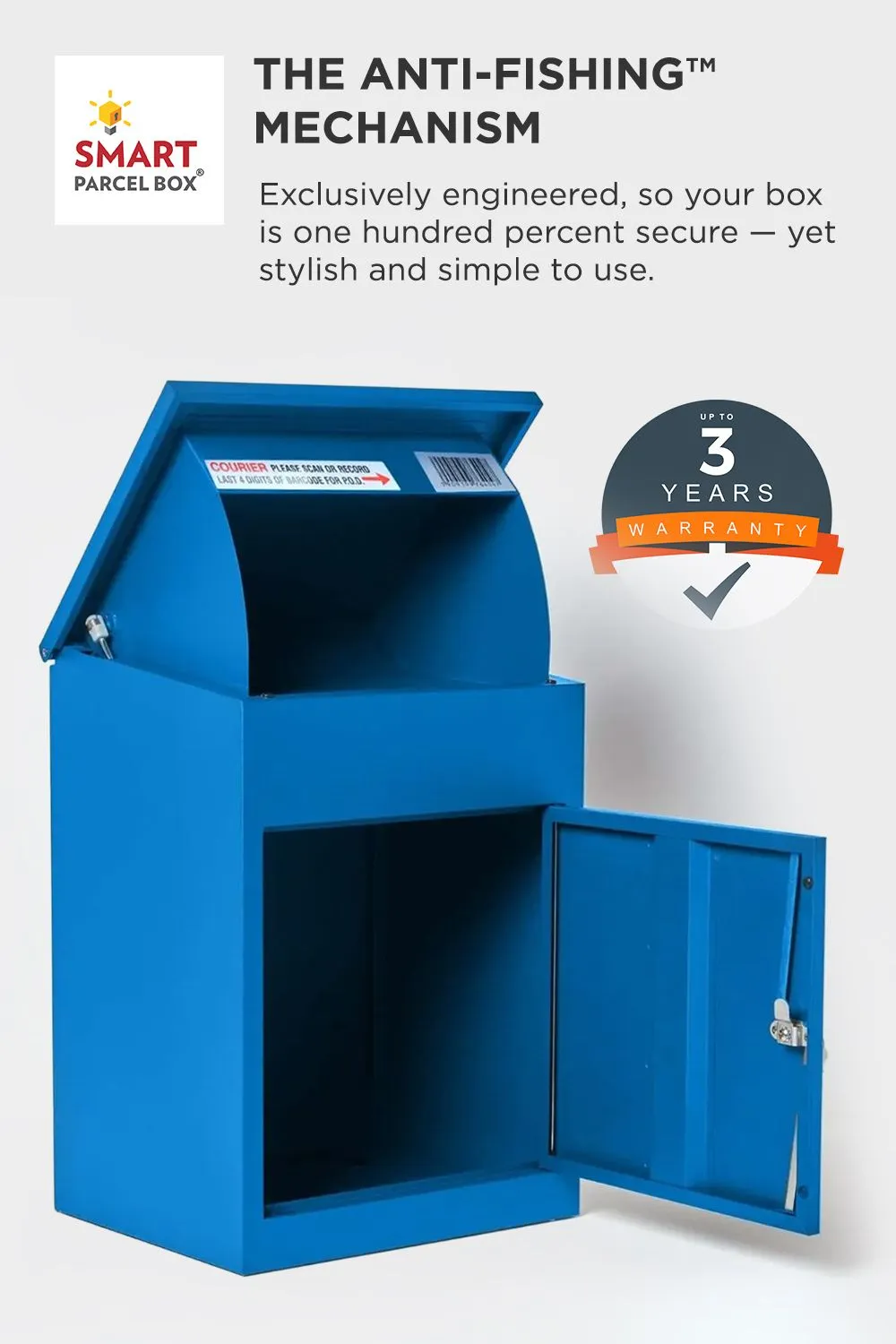 Homescapes Smart Parcel Box® Medium Front Access Secure Delivery Box in Blue 3