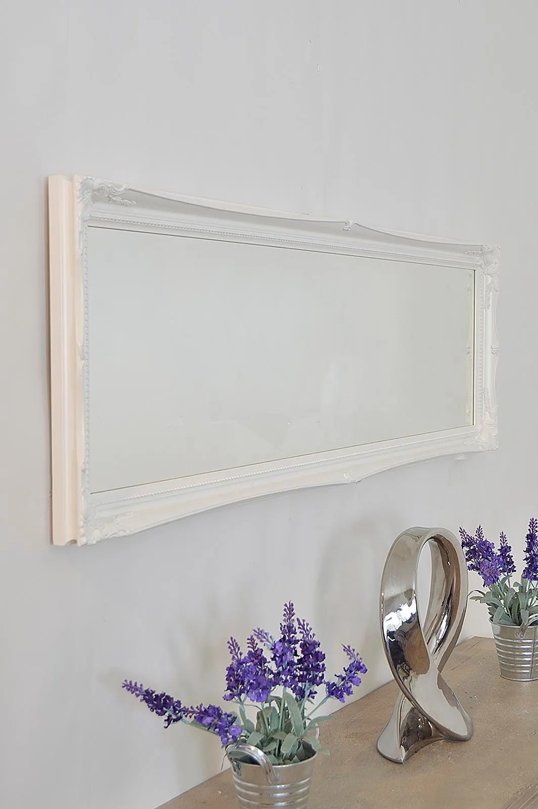 MirrorOutlet Fraser White Beaded Dress Mirror 122cm x 41cm 2