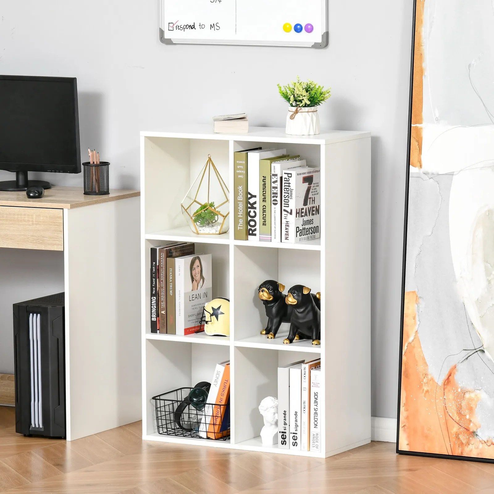 HOMCOM Cubic Cabinet Bookcase Storage Shelves for Home Office in White