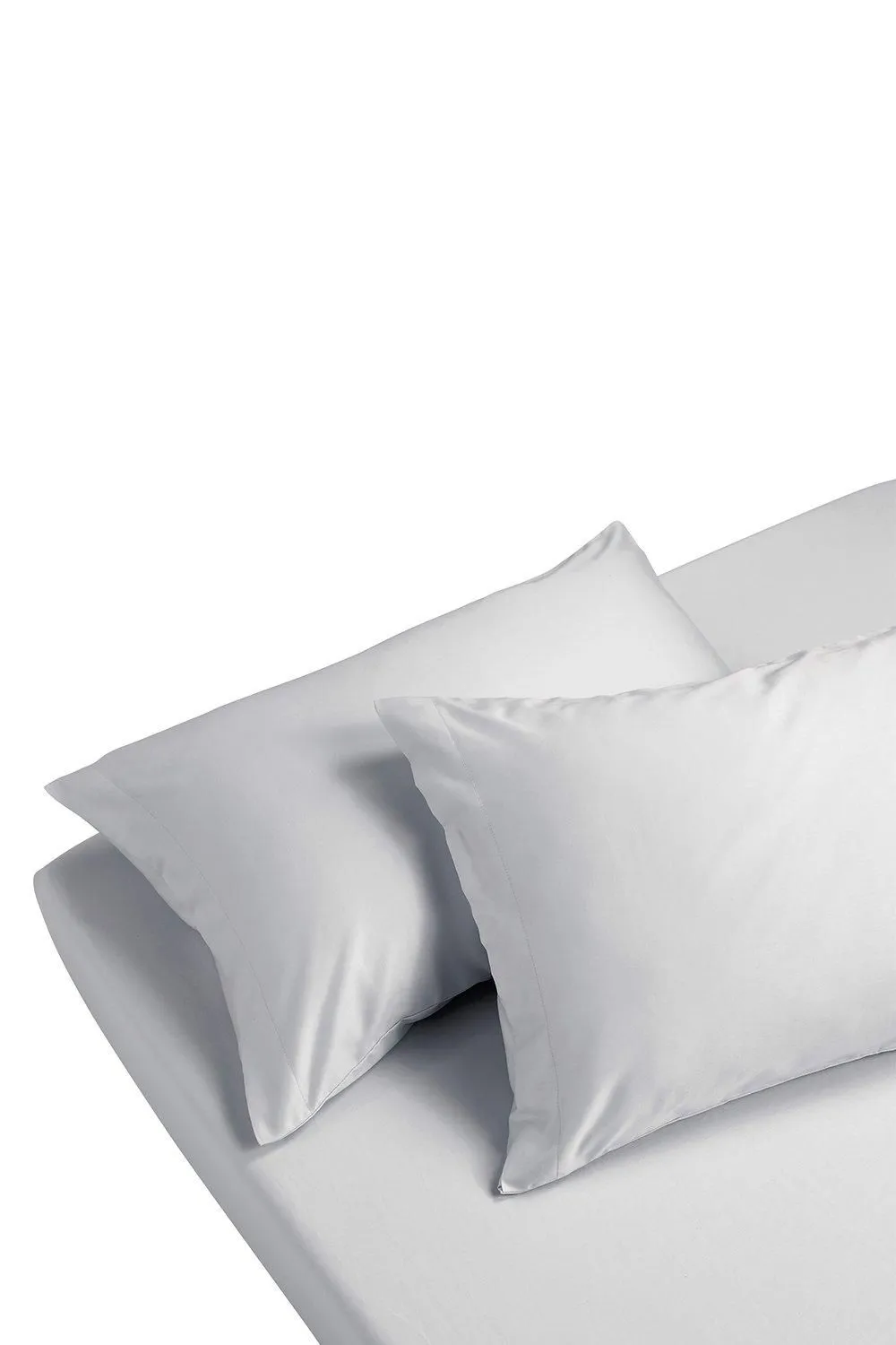 CHRISTY 400TC Luxury Cotton Sateen Plain Dye King Pillowcases Pair in Light Grey 2