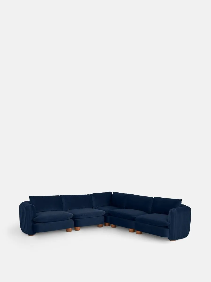 Vivienne Modular Corner Sofa, Velvet Royal Blue