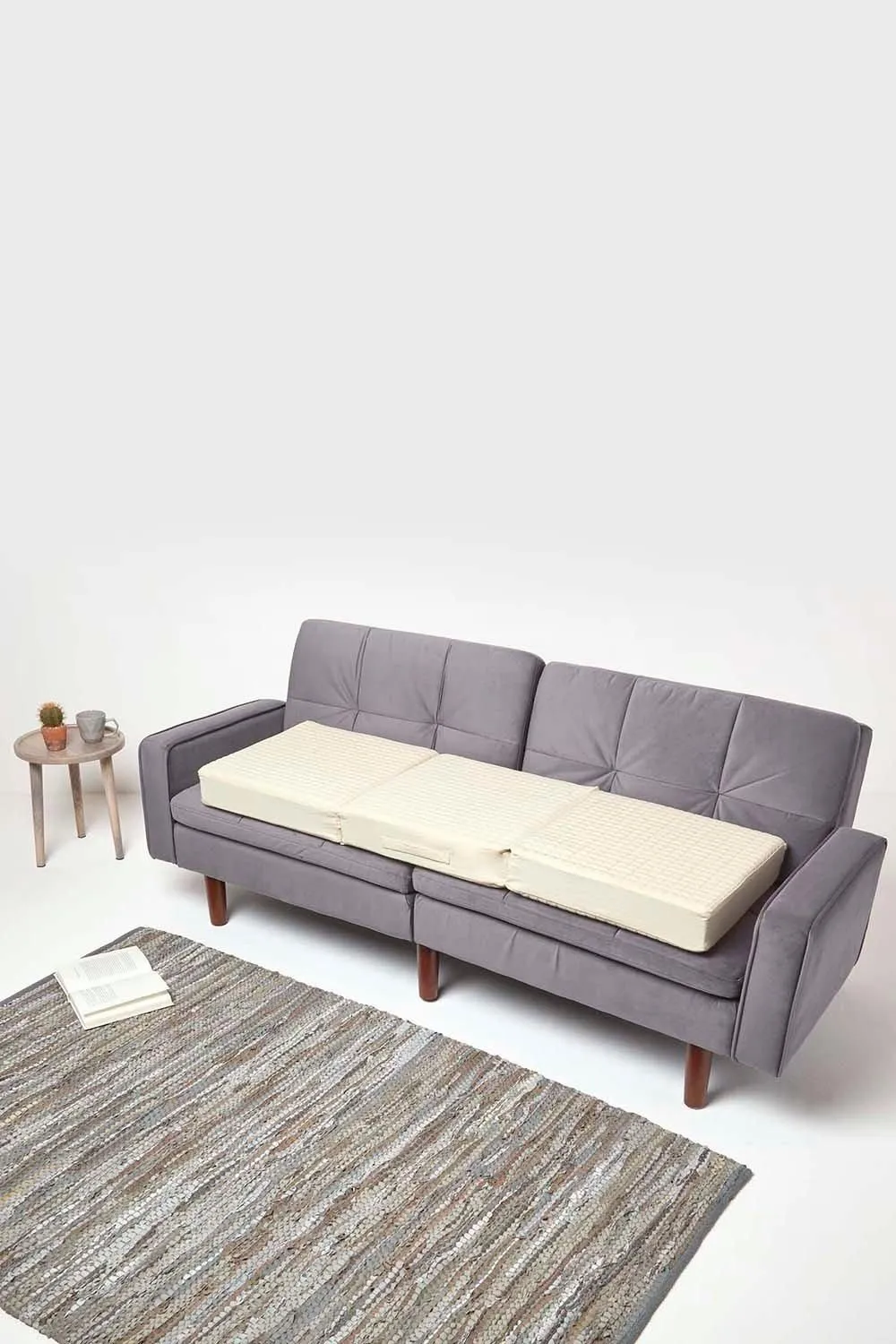 Homescapes Cotton Orthopaedic Foam 3 Seater Booster Cushion in Cream 5