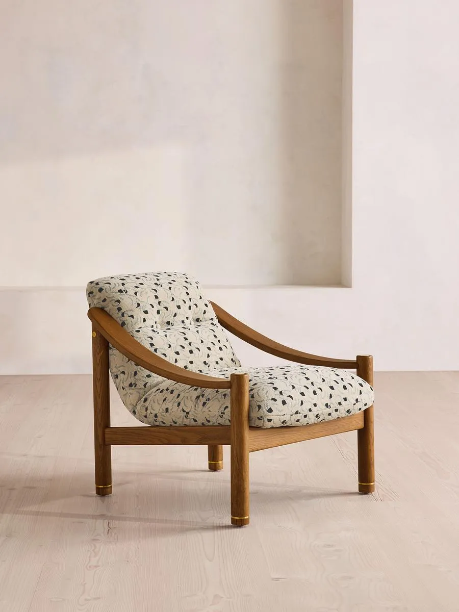 Karine Armchair, Dark Stain, Olia Jacquard