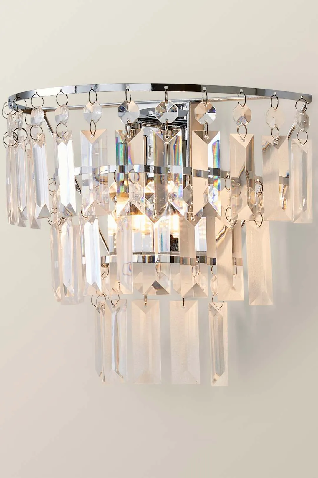 ValueLights Kelsks Chrome with Jewel Droplets Chandelier Style Flush Wall Light in Silver 3