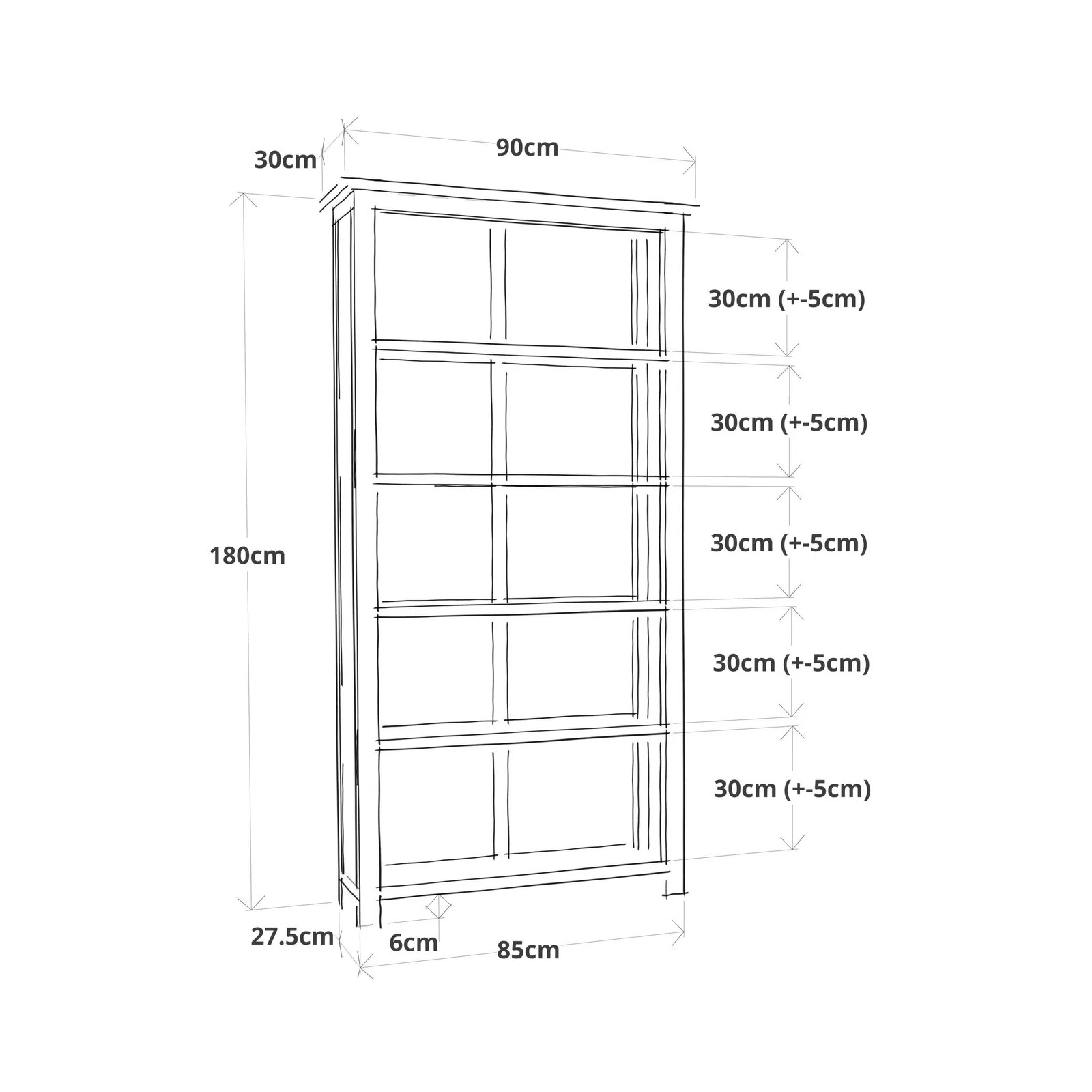 Cabinet Bits Bookcase 180x90x30cm in Grey 5