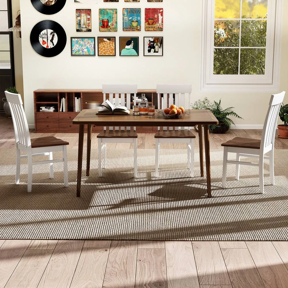 Costway Dining Chairs Set of 2 Dining Room Chairs w/Hollowed Backrests in White 6