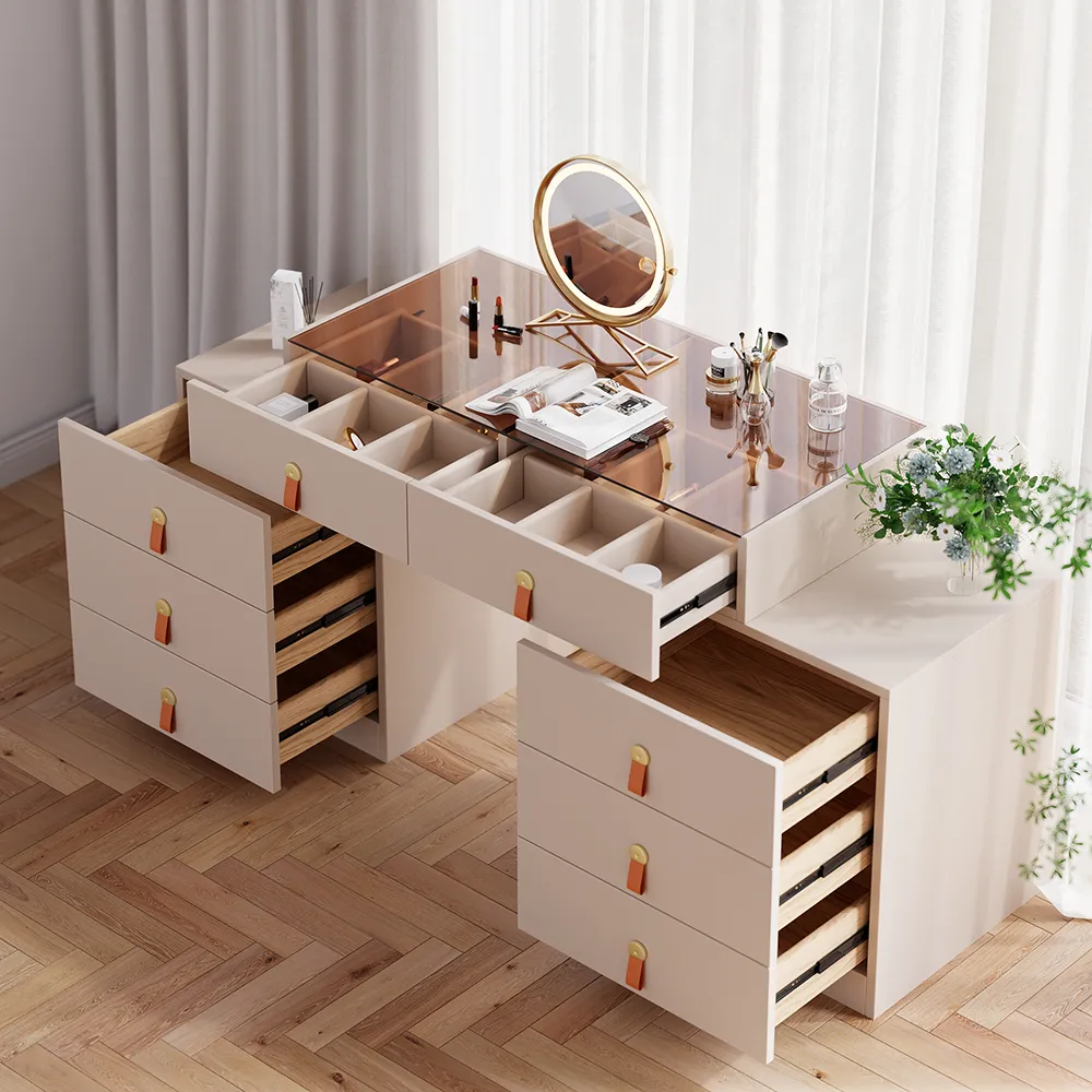 Extendable Retractable Dressing Table with Jewellery Storage Champagne Dressing Table Closet Island